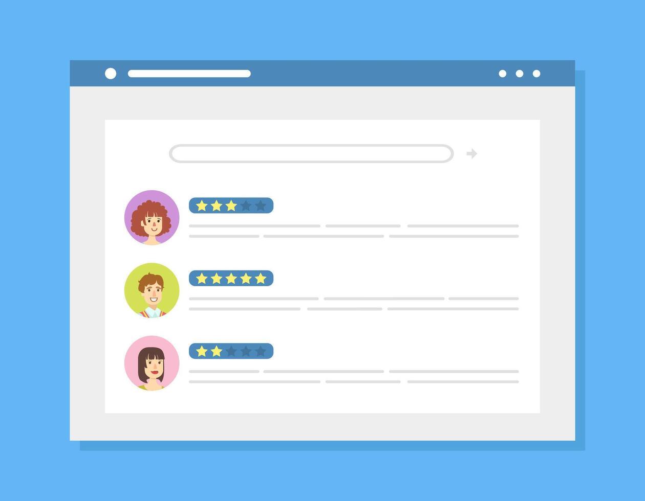 Feedback Customer Review Page on Computer Monitor, Rating and Customer Review Feedback Illustration vector