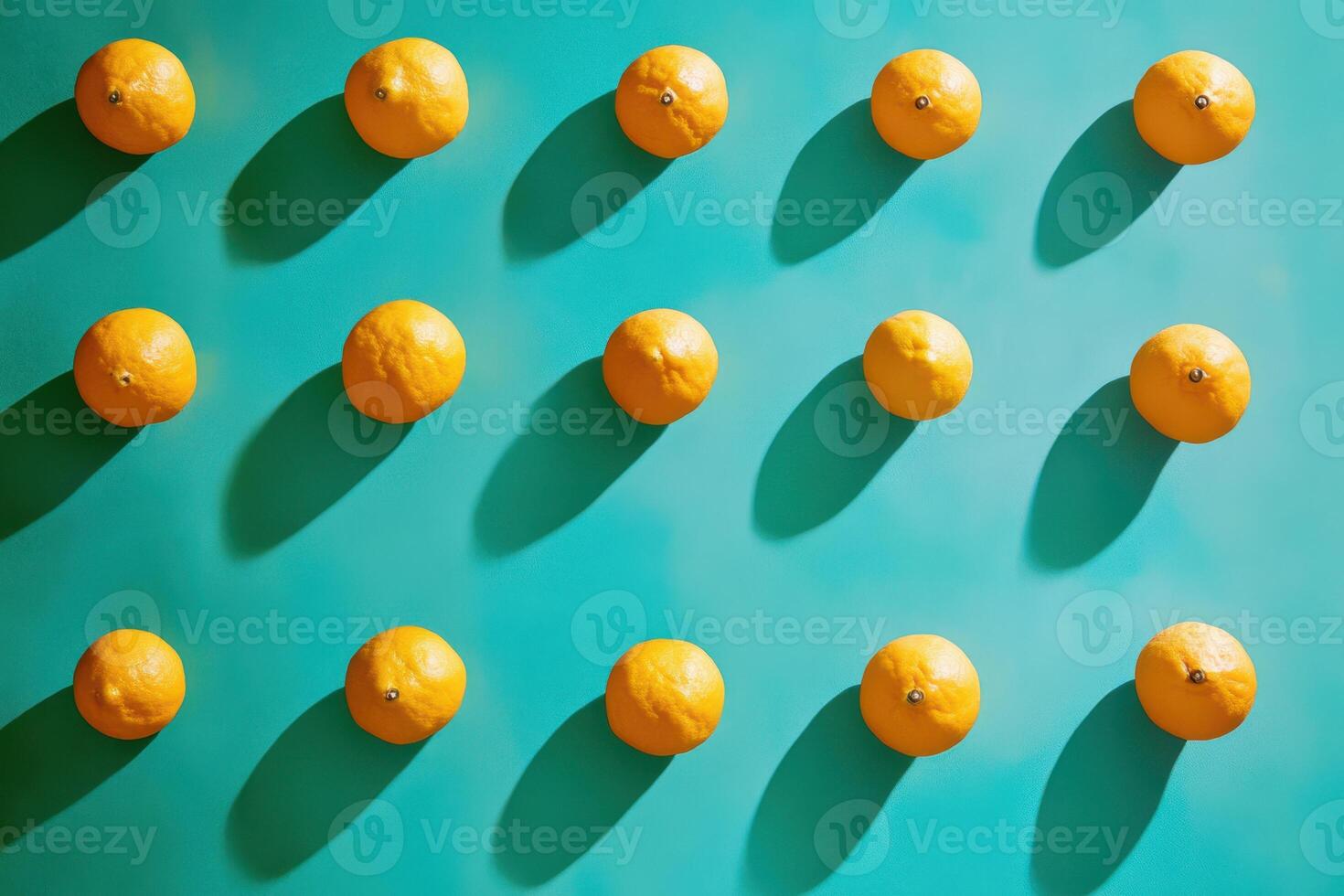 Lemons pattern on turquoise background highlighting citrus fruits photo