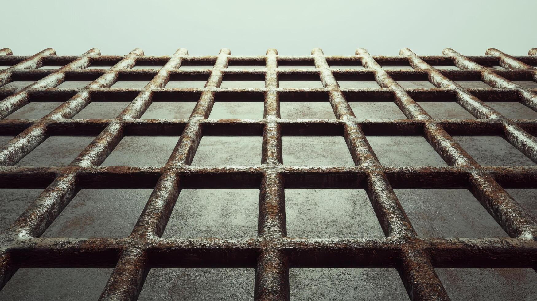 Close-up iron prison bars symbolizing confinement and security concept photo