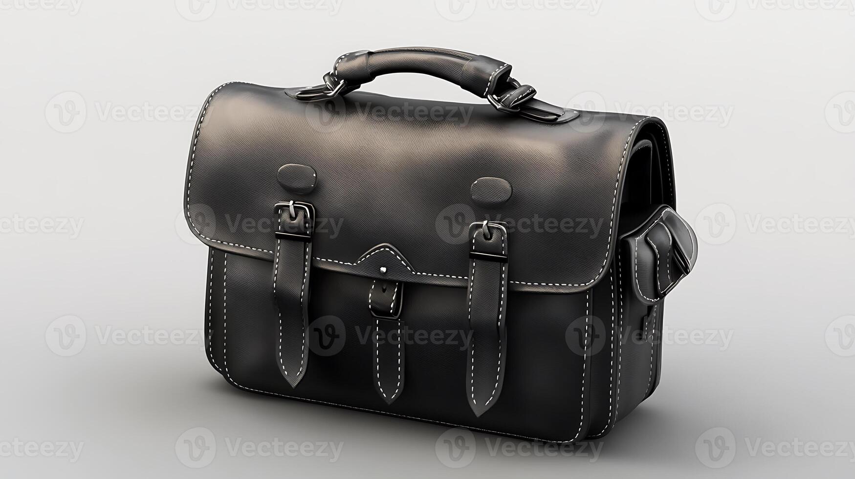 a black leather briefcase with two compartments photo