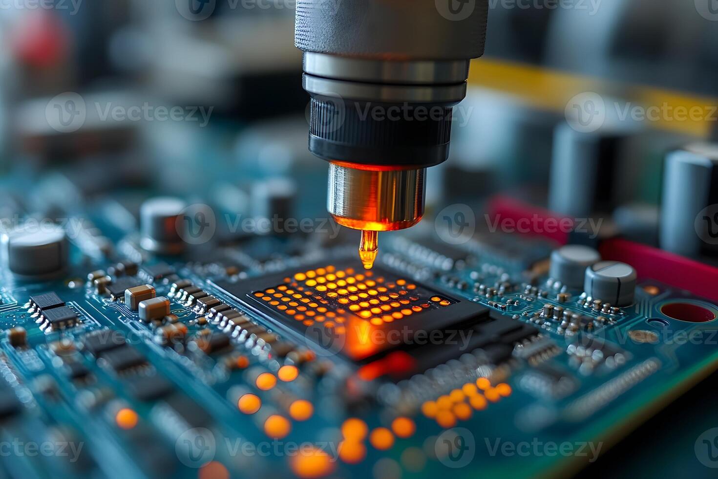 High-Tech Circuit Board Manufacturing Process with Precision Soldering photo