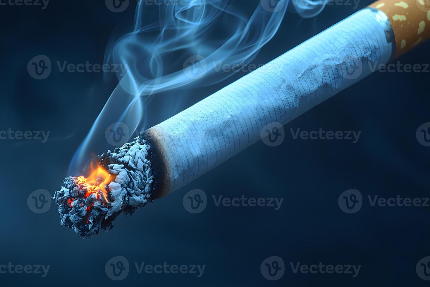 Close-Up of Lit Cigarette with Smoke - Smoking, Tobacco, Health Concept for Awareness Campaigns photo