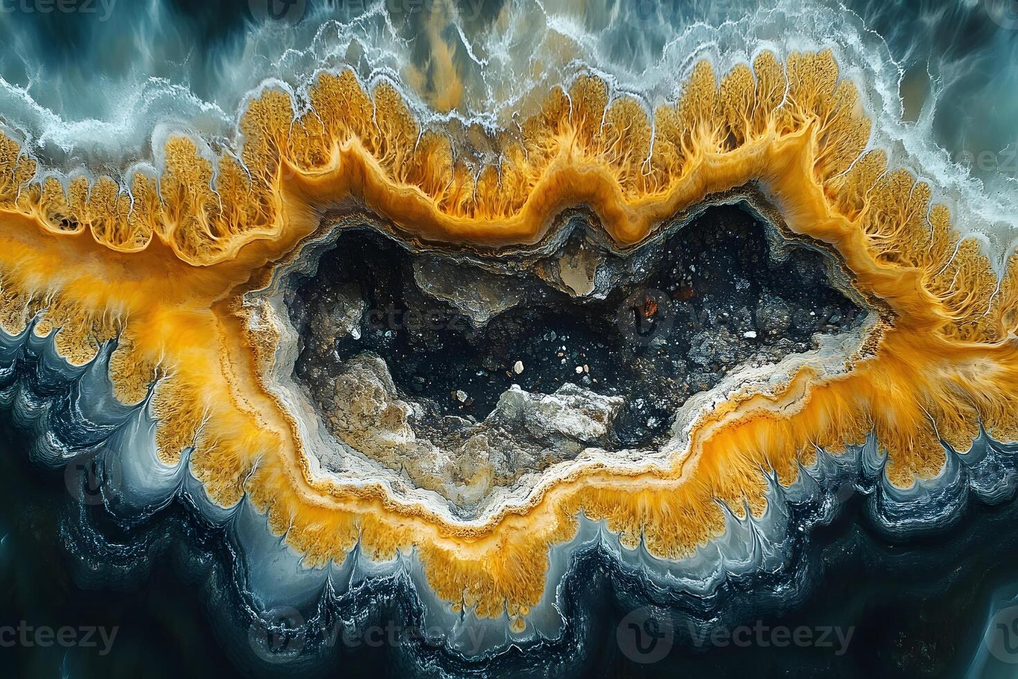 Mesmerizing Abstract Aerial View of Oceanic Rock Formation for Artistic Prints photo