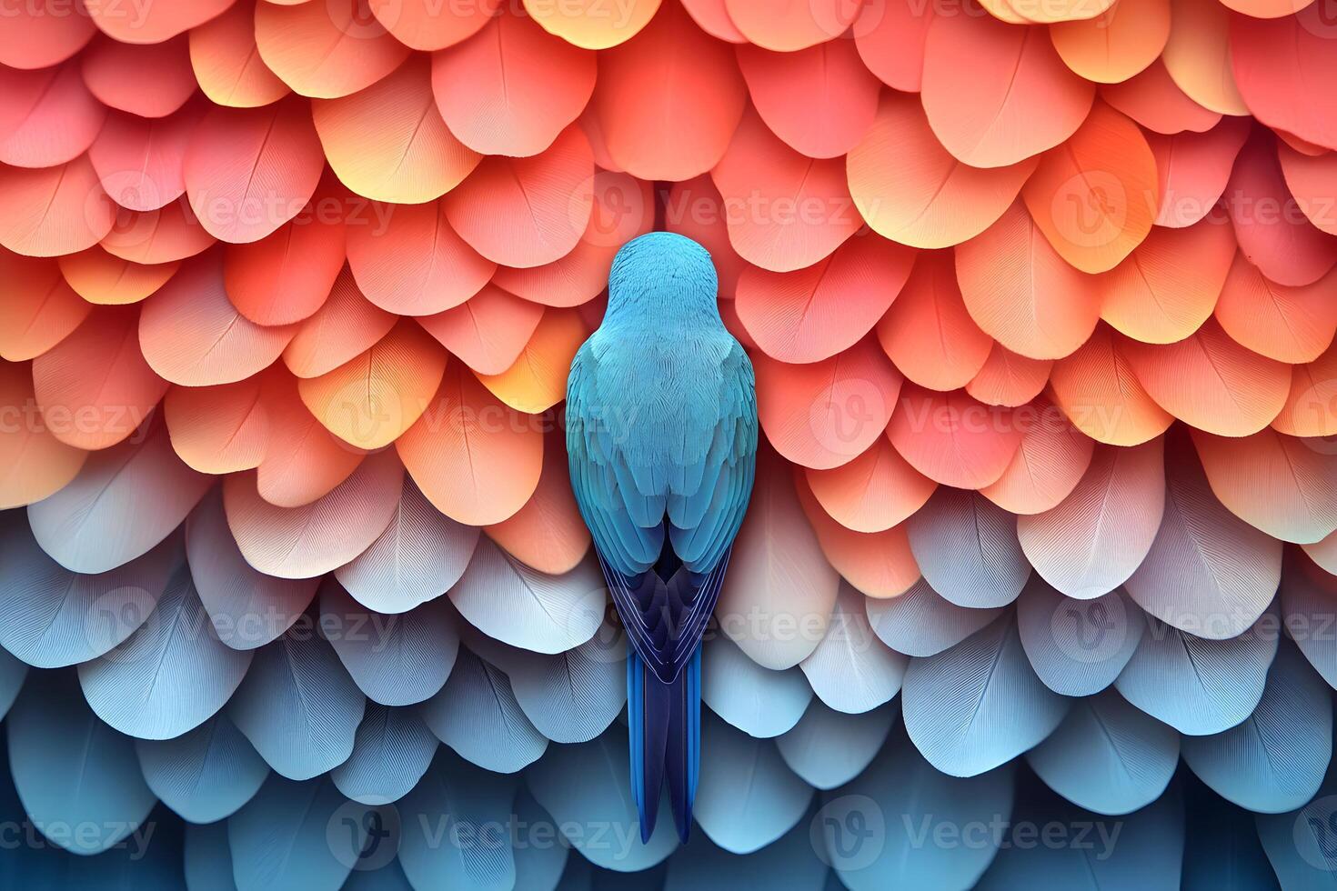 Vibrant Colorful Bird Against Textured Feather Background for Art and Design Concepts photo