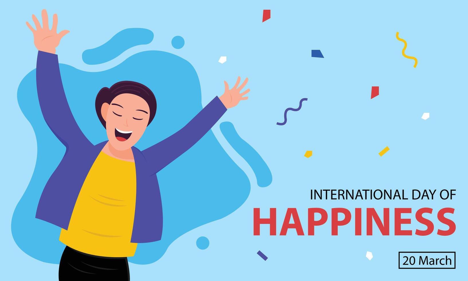 illustration graphic of a happy man with joy, perfect for international day, international day of happiness, celebrate, greeting card, etc. vector