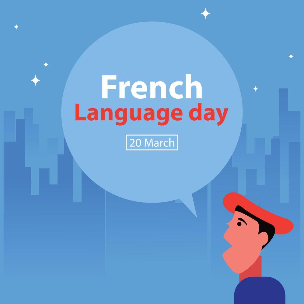 illustration graphic of a man emits a speech bubble, perfect for international day, french language day, celebrate, greeting card, etc. vector