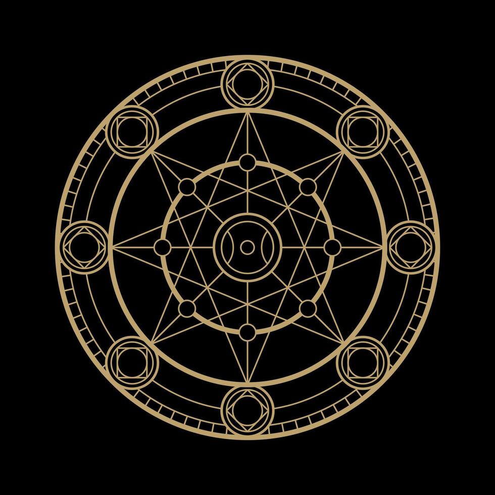 mysterious golden star magical circle logo abstract vector