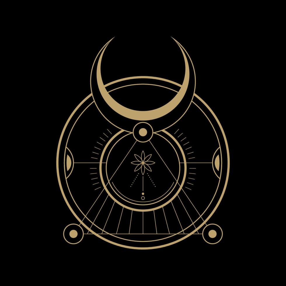mysterious golden magical moon circle logo abstract vector