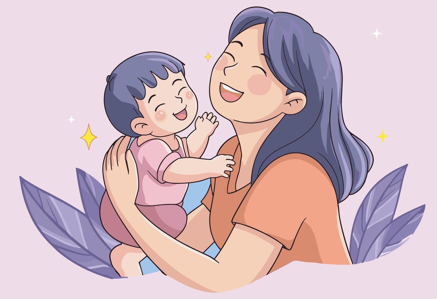 A woman holding a baby and smiling vector