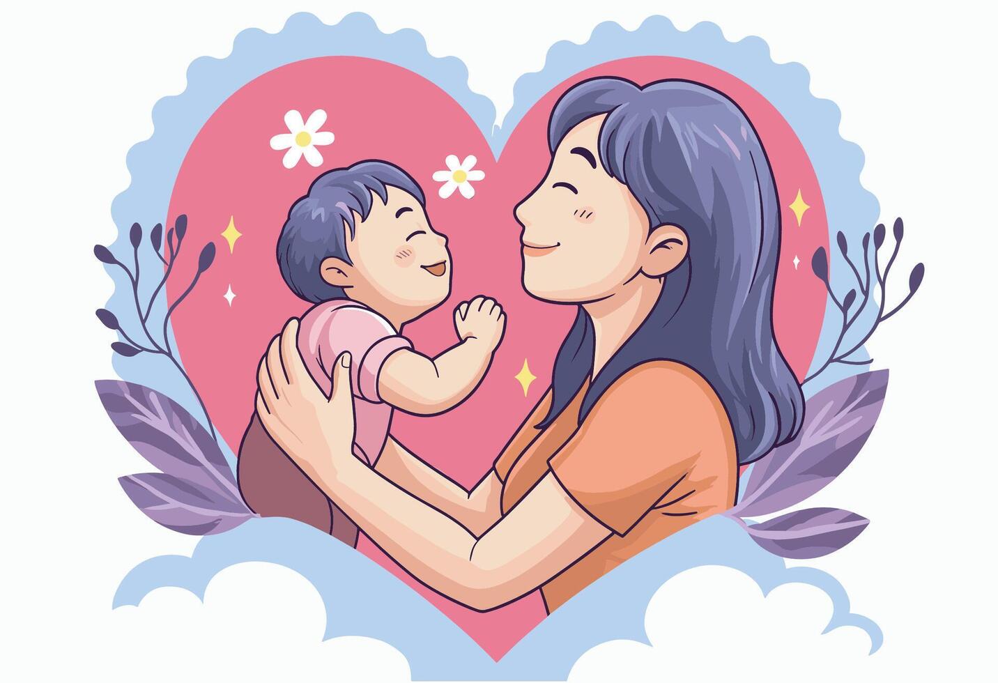 A mother and child are holding hands in a heart vector