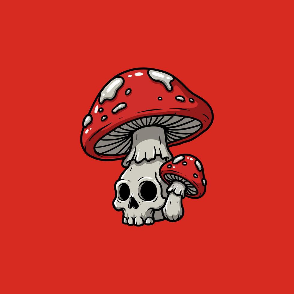 A whimsical yet eerie scene unfold a skull vector