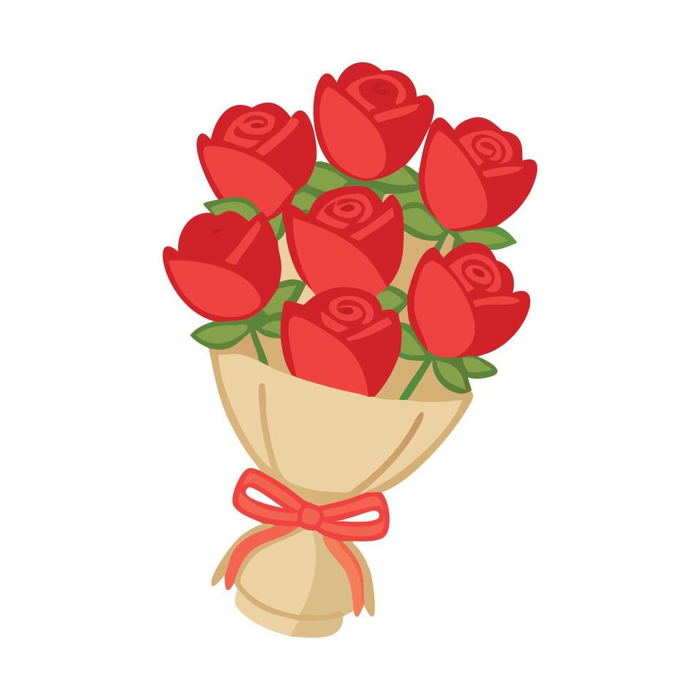 Red roses bouquet in flat style vector