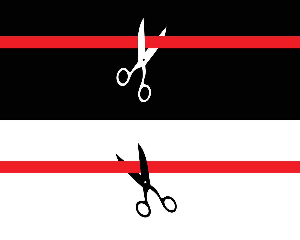 Symbolic ribbon cutting illustration in black and white. Ribbon Cutting Ceremony. vector