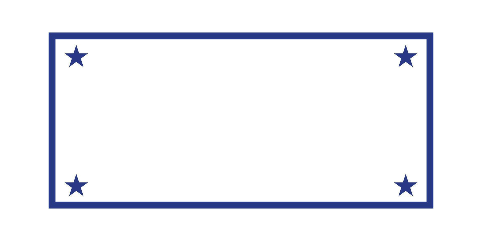 Simple Blank Rectangular with Blue Star Frame. vector