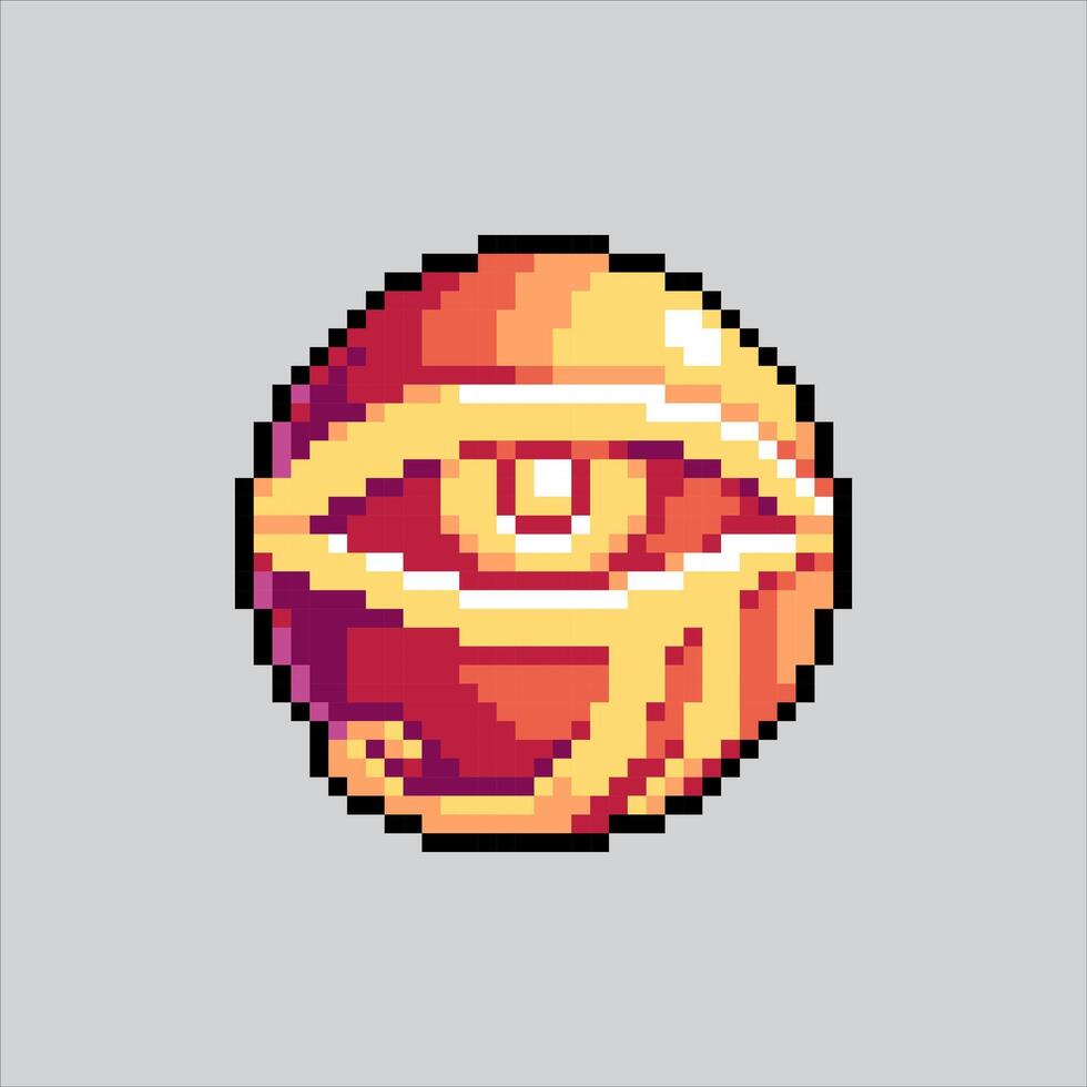 Pixel art illustration Eye of Horus. Pixelated Horus Symbol. Eye of Horus Symbol Icon pixelated for the pixel art game and icon for website and game. old school retro. vector