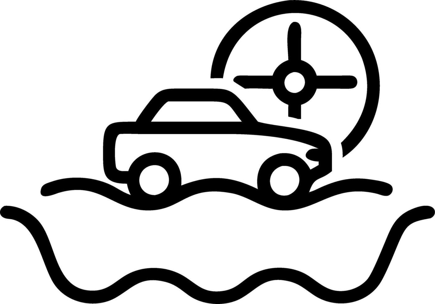 Floating first car and steering wheel vector