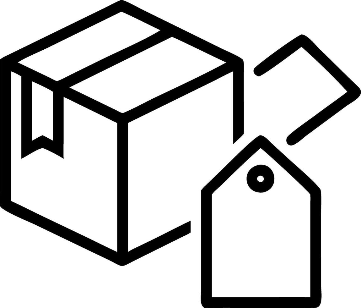 Floating box and price tag vector