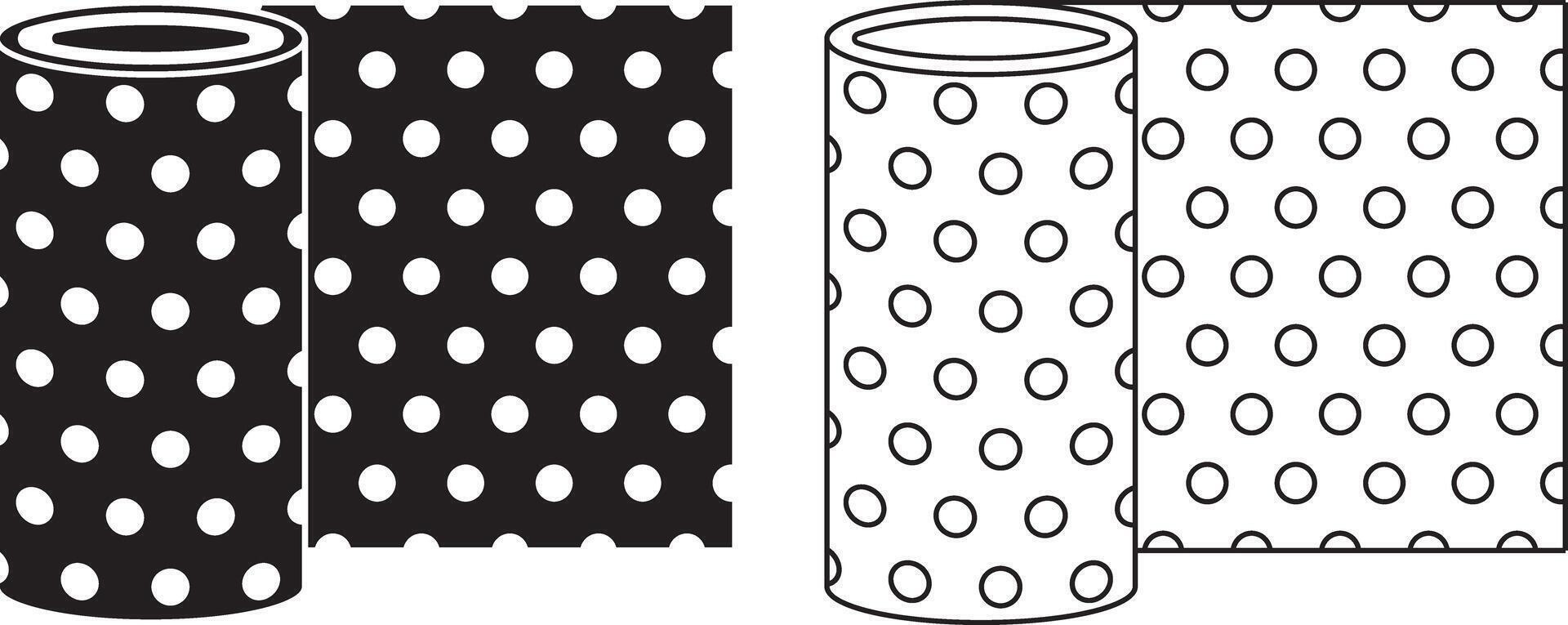 outline silhouette rolled bubble wrap icon set vector