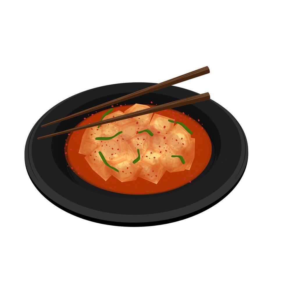 Illustration Logo Clipart Radish Kimchi Ggakdugi Kkakdugi on a Plate vector
