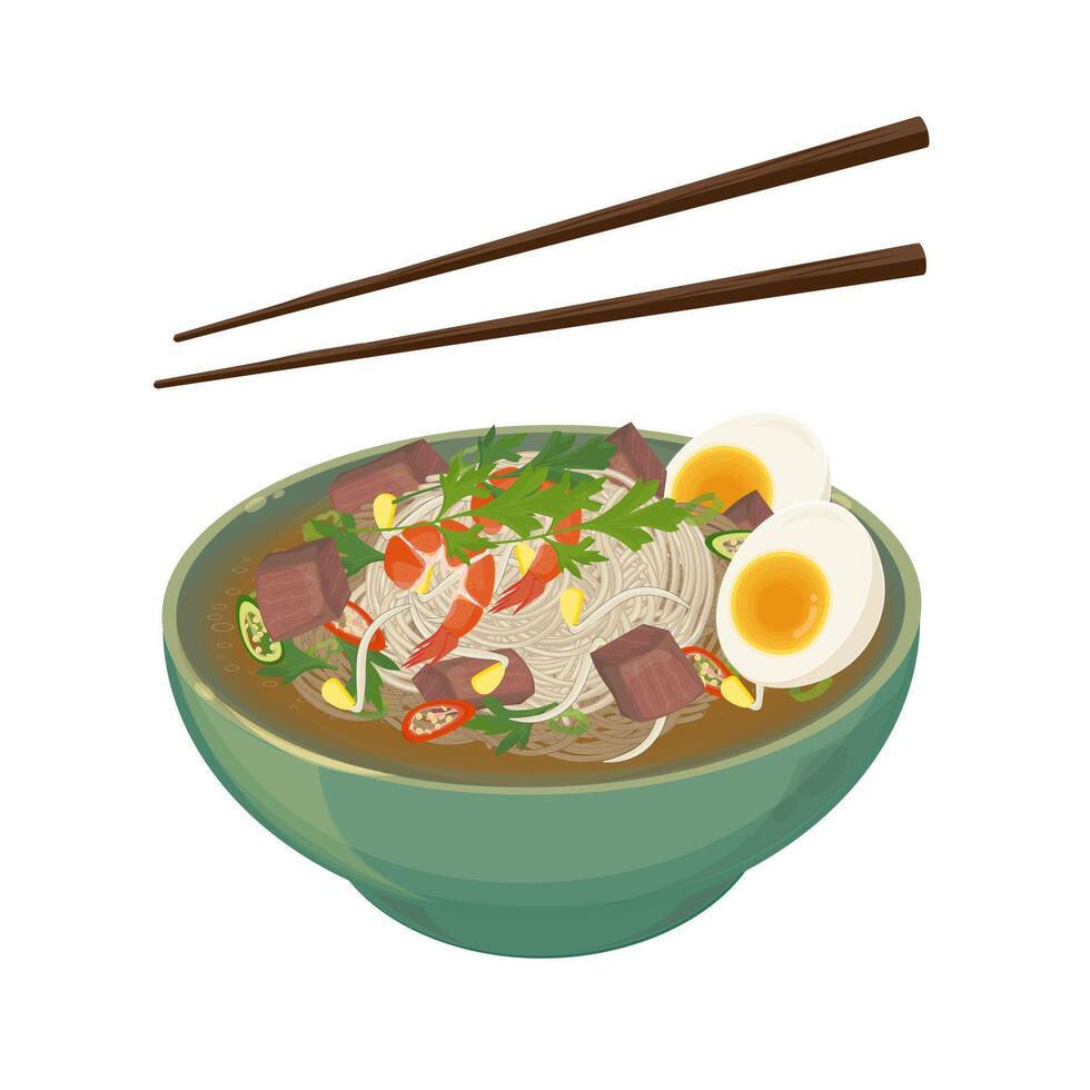 Illustration Logo Clipart Cambodia Beef Noodle Soup Kuy Teav vector
