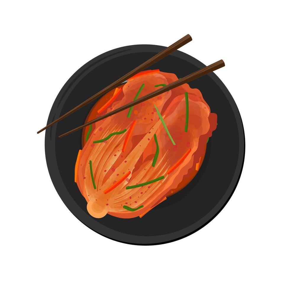 Illustration Logo Clipart Whole Napa Cabbage Kimchi vector