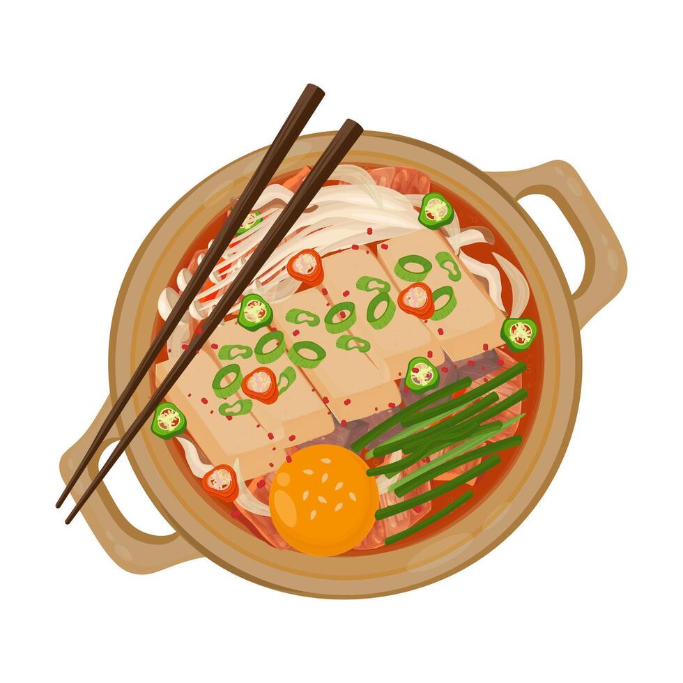Illustration Logo Clipart Korean Kimchi Jjigae Kimchi Stew vector