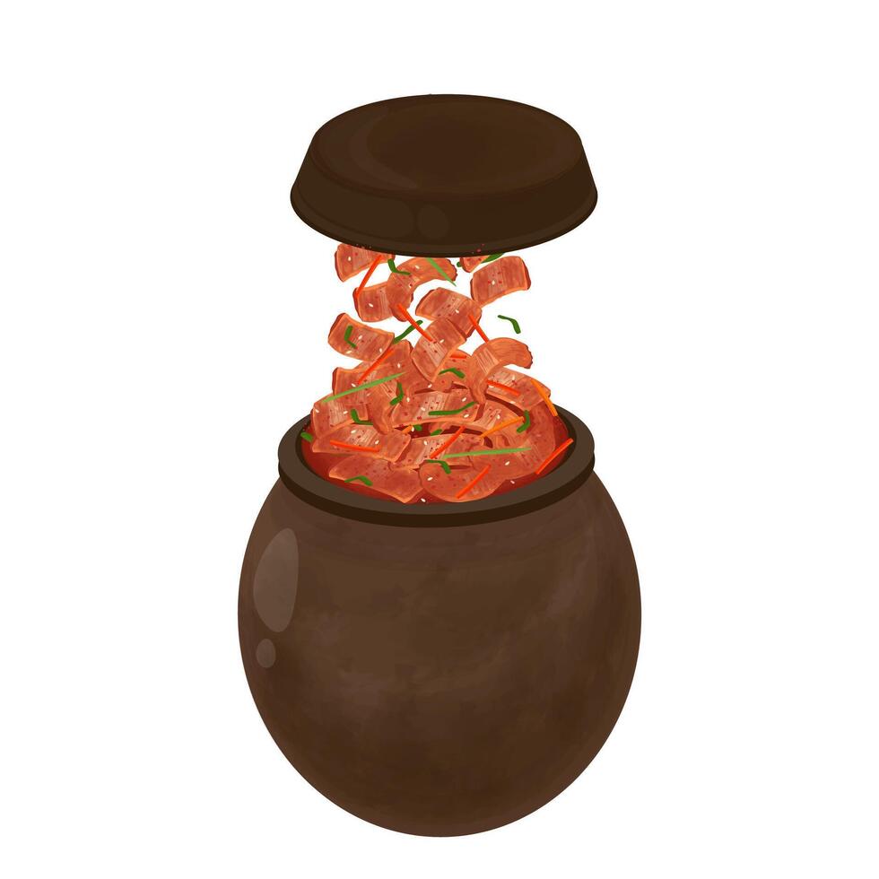 Illustration Logo Clipart Levitation Korean Yangbaechu Fermented in an Onggi vector