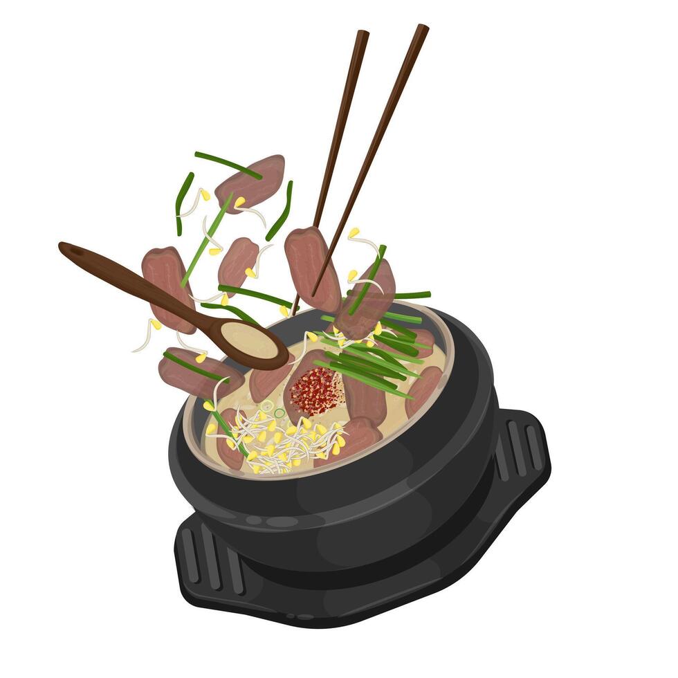 Illustration Logo Clipart Levitation Korean Rice Soup Gukbap vector