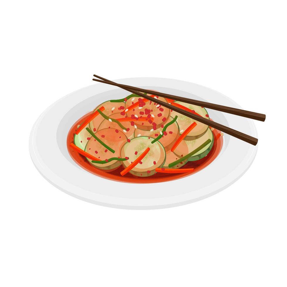 Illustration Logo Clipart Fresh Korean Oi Sobagi or Cucumber Kimchi vector