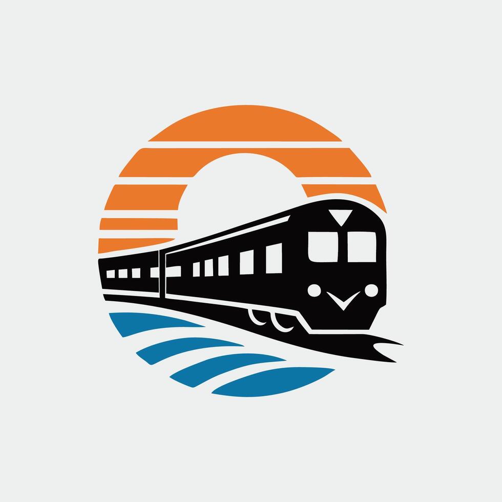 Train transportation logo design art illustration vector