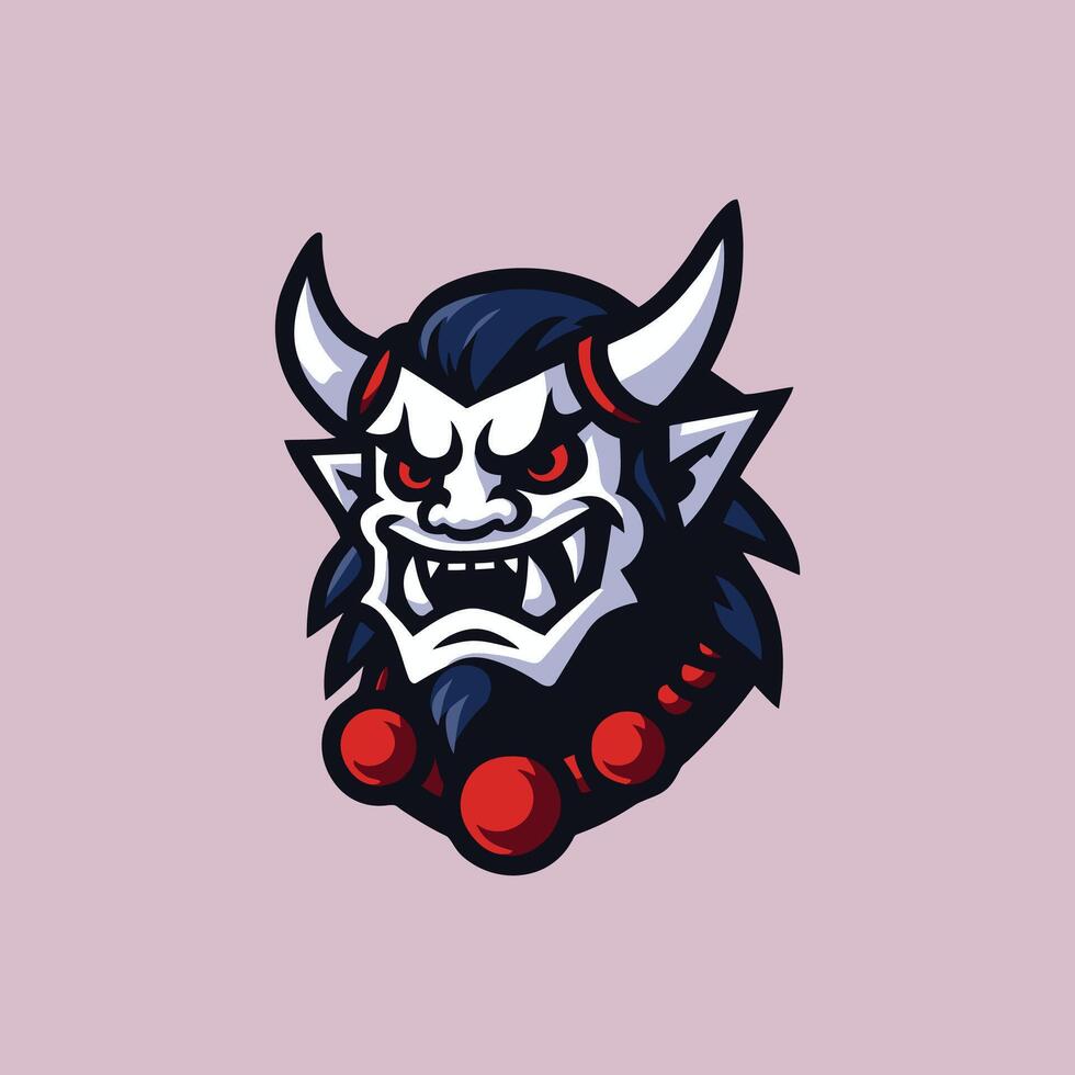 Japanese oni devil logo design art illustration vector
