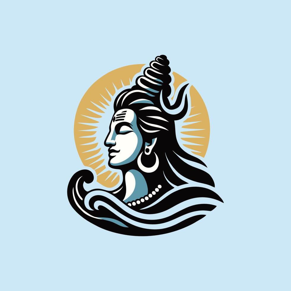 Lord shiv shiva logo design art illustration vector