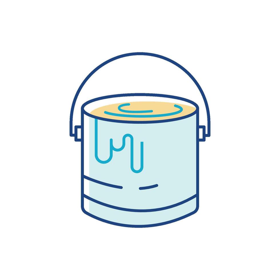 Paint drips from light blue bucket handle vector