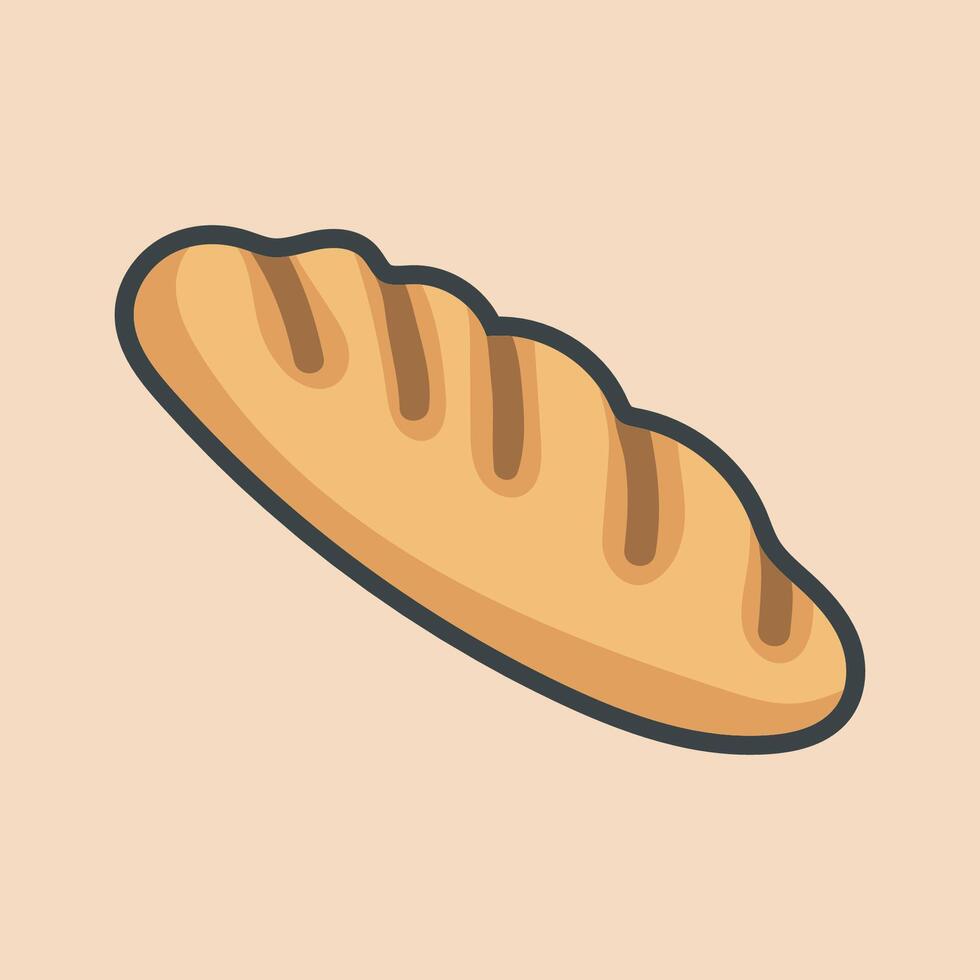 long chocolate bread with outline flat design. vector