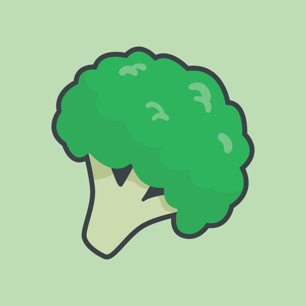 brocoli vegetable with outline flat design. vector