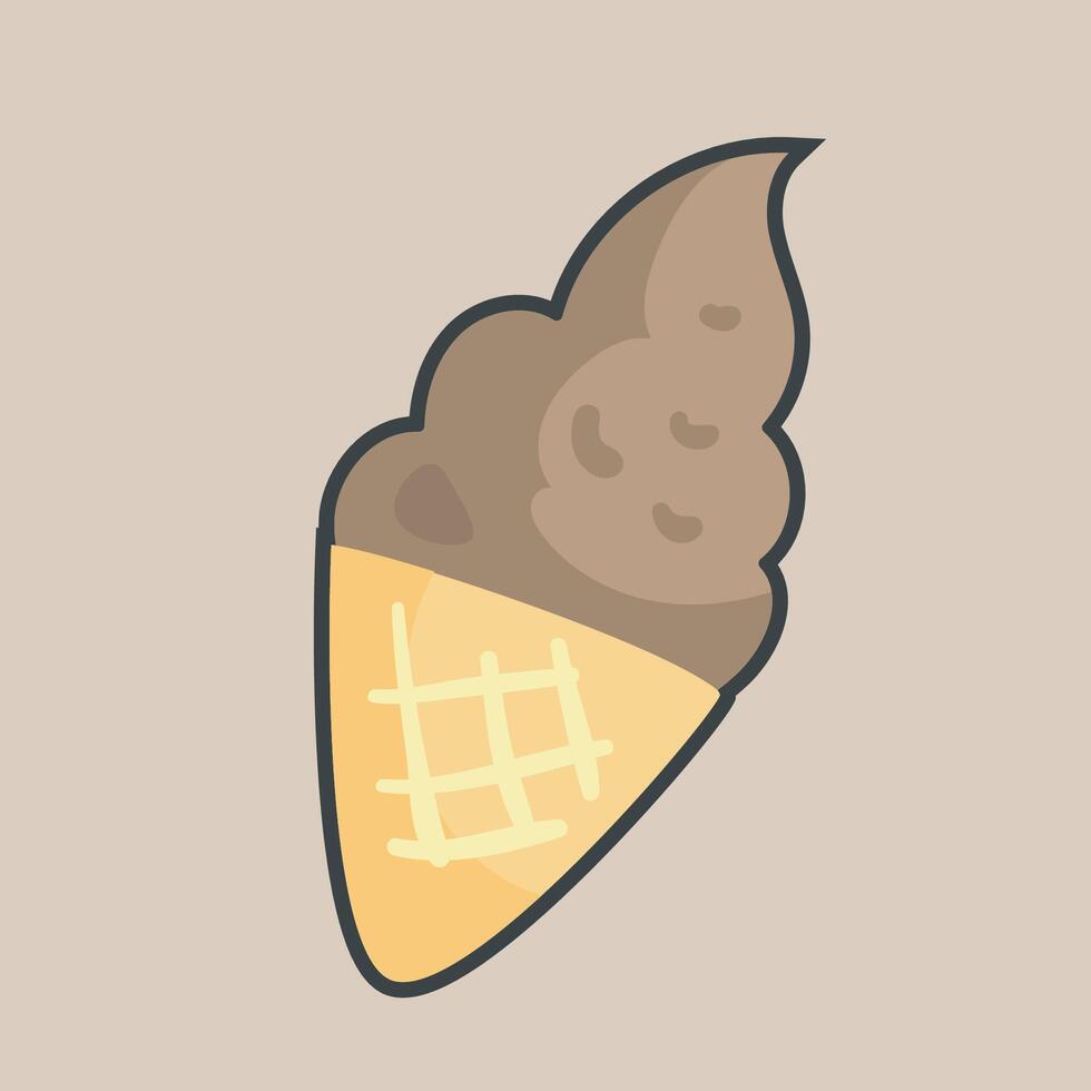 ice cream chocolate food with outline flat design. vector