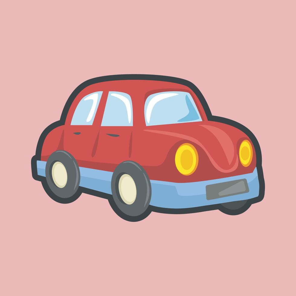 red car toy with outline flat design. vector