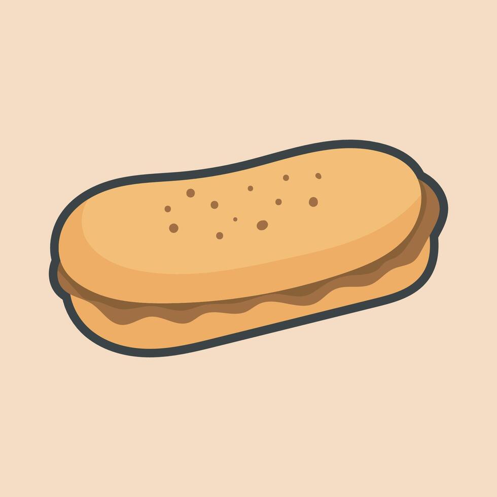 chocolate sandwich with outline flat design vector