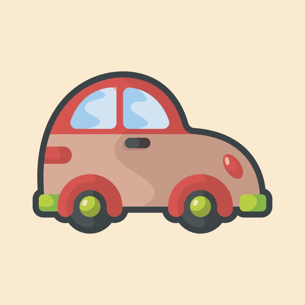 cute car shape with outline flat design. vector