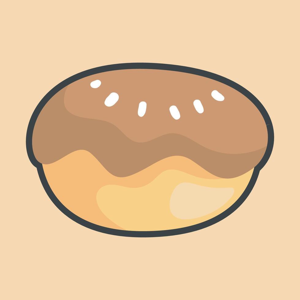 chocolate cake with strawberry toping in outline flat design. vector
