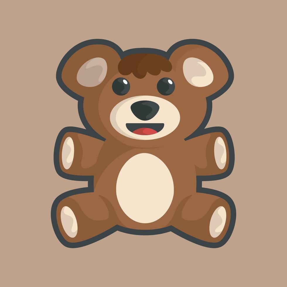 cute bear doll wearing clothes with outline flat design. vector