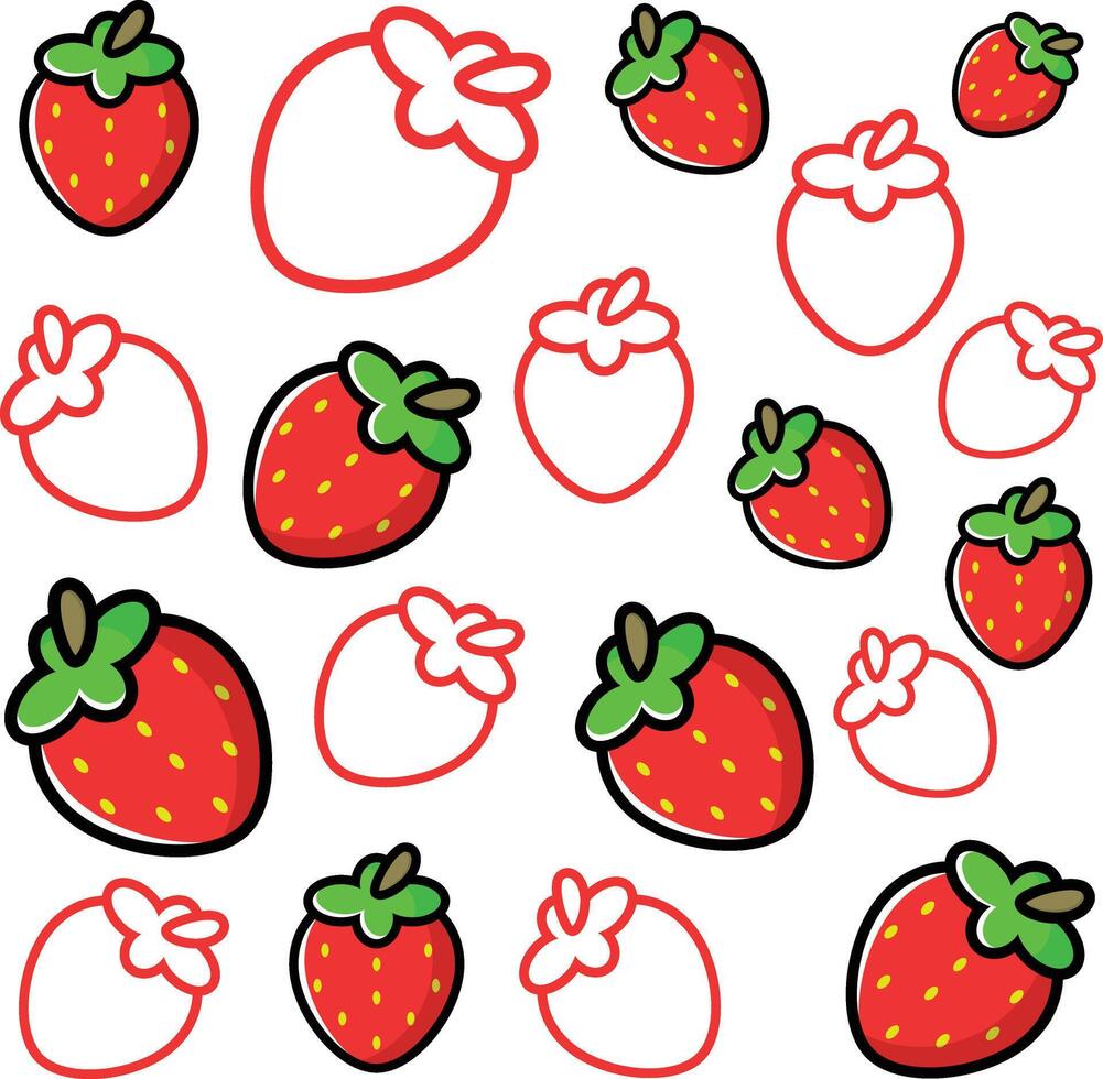 strawberries and strawberries are shown in this image vector