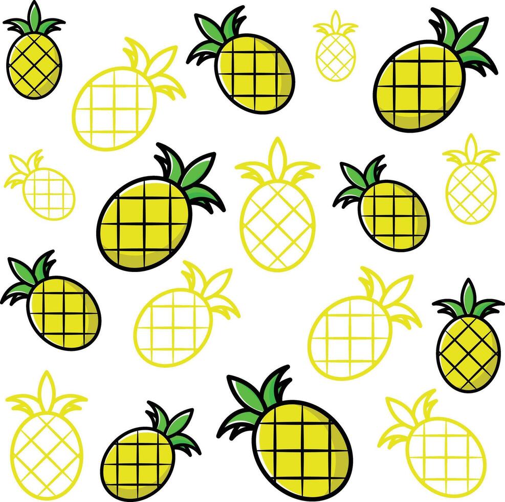 pineapples on white background vector