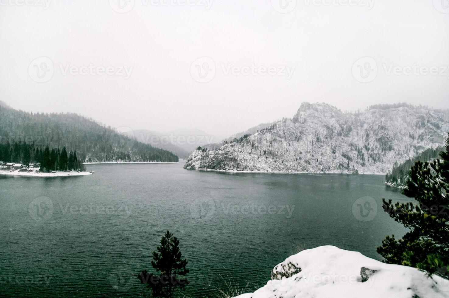 Landscape Siberian river Yenisei in Krasnoyarsk among stones mountain lovely photo