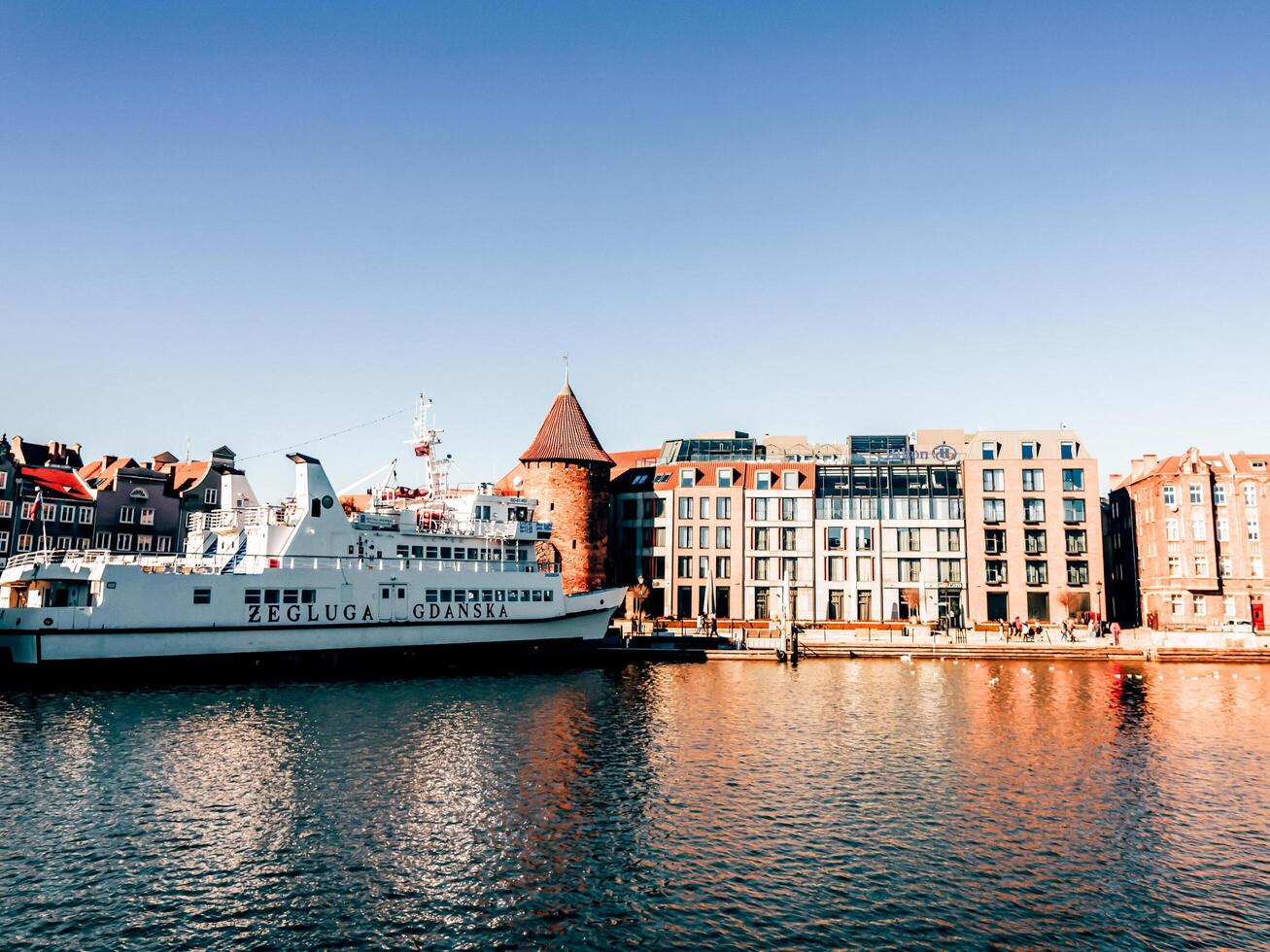 Gdansk, Poland, February 2020, Living handsome town buildings, modern urban downtown photo