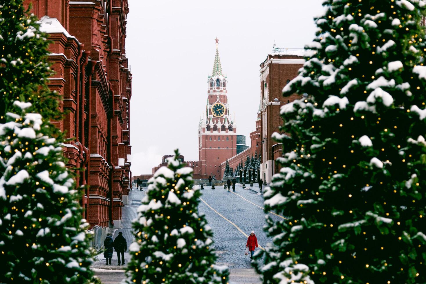 Moscow, Russia, January 2018, handsome Red Square with New Year decorations photo