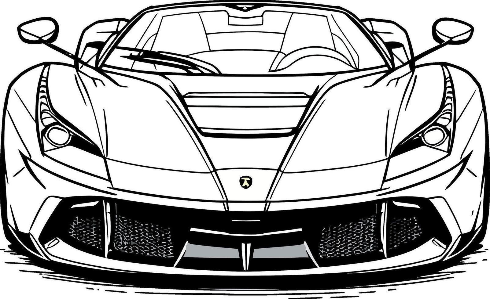 Modern supercar depicting speed and luxury in black and white sketch vector