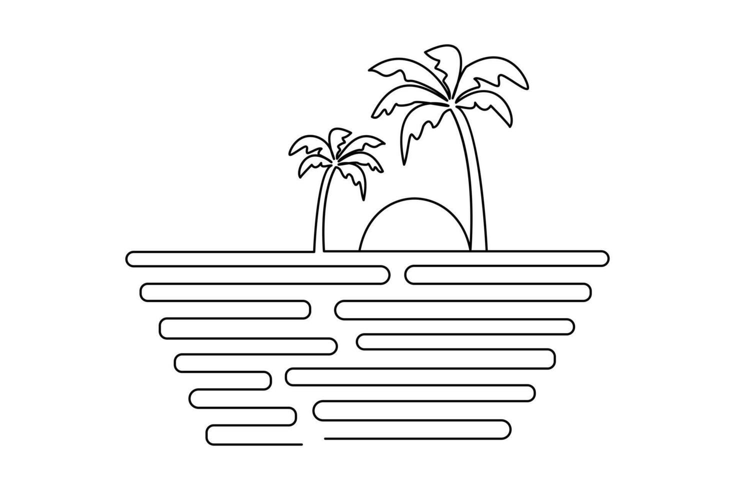 Make a beautiful one sunset line on white artboard. vector