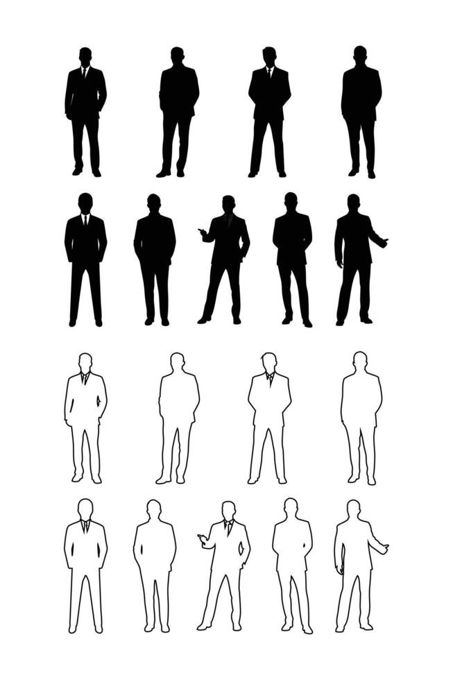 Simple Business Man Illustration Set vector