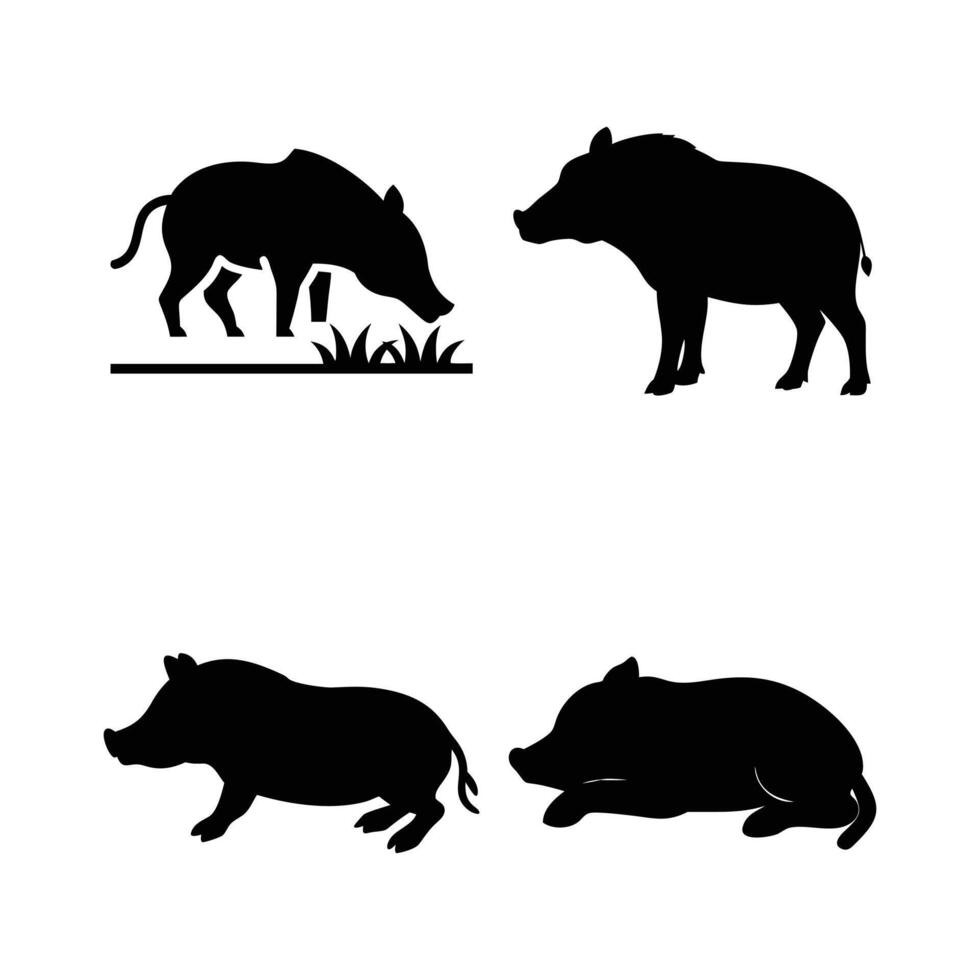 Wild Boar Silhouette Collection vector